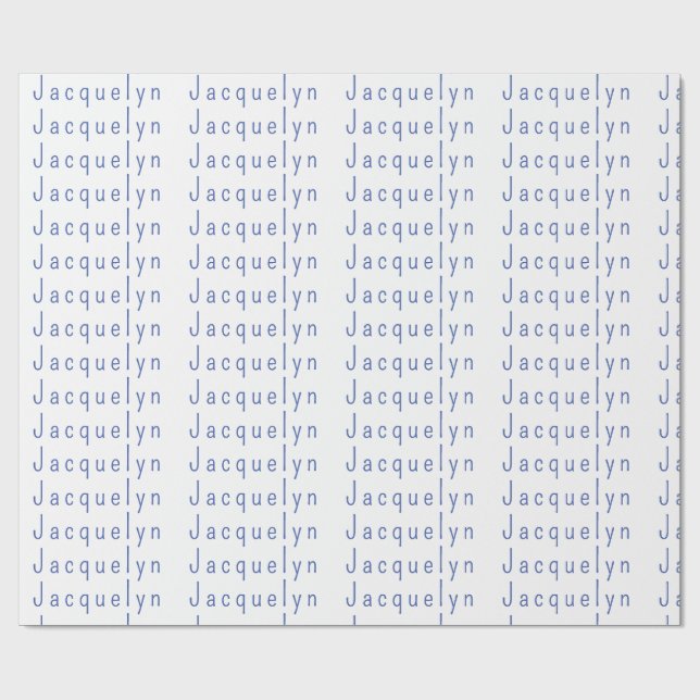 Minimalist White Blue Plain Elegant Modern Name Wrapping Paper (Flat)