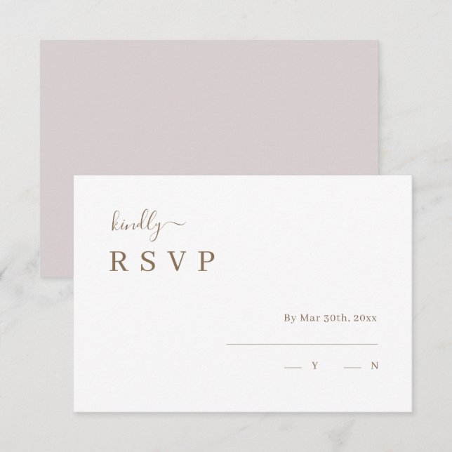 Minimalist White Blush Wedding RSVP Invitation  (Front/Back)