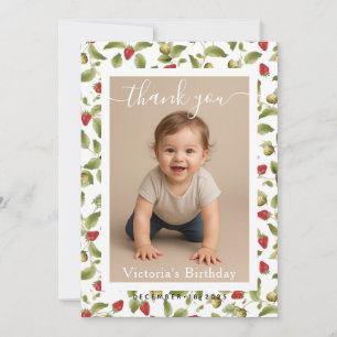 Minimalist White Border Birthday Party Photo Card