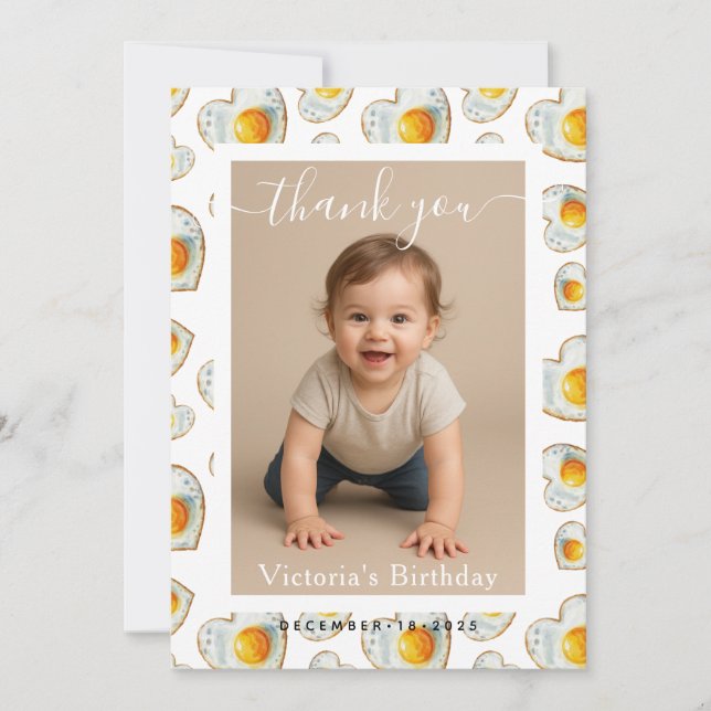 Minimalist White Border Birthday Party Photo Card (Front)