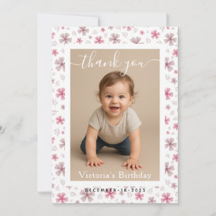 Minimalist White Border Birthday Party Photo Card