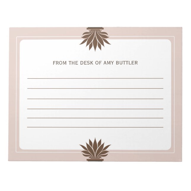 Minimalist White Brown From the desk of Notepad (Front)