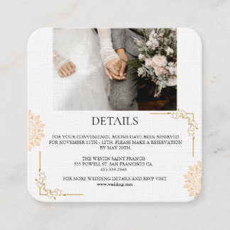 Minimalist white brown wedding enclosure card