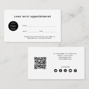 Minimalist White Business Next Appointment Card