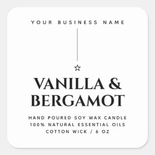 Minimalist white candle product label