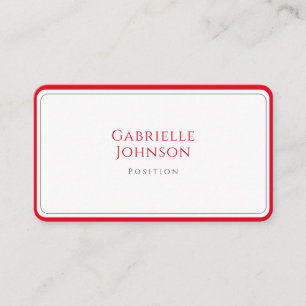 Minimalist White Cherry Red Simple Bold Elegant Business Card