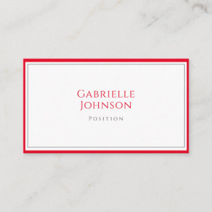 Minimalist White Cherry Red Simple Bold Elegant Business Card