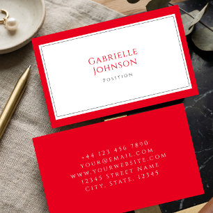 Minimalist White Cherry Red Simple Bold Elegant Business Card