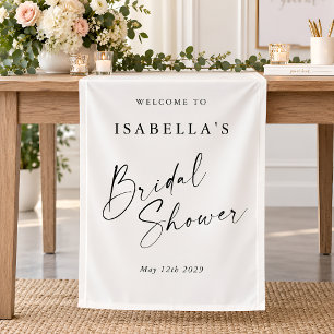 Minimalist White Chic Custom Bridal Shower Welcome Banner