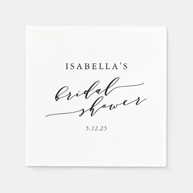 Minimalist White Classic Script Bridal Shower  Napkin (Front)