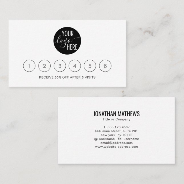 Minimalist White Company Business Logo Loyalty Card (Front/Back)