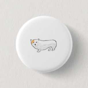 Minimalist White Corgi Hand Drawn Gift 3 Cm Round Badge