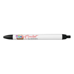 Minimalist white Crochet  Black Ink Pen