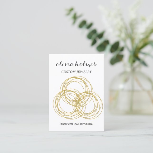 Minimalist white diamond jewellery business card (Standing Front)
