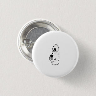 Minimalist White Dog Profile Personalised Gift 3 Cm Round Badge