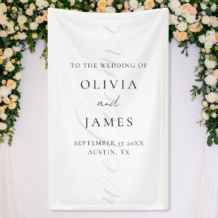 Minimalist White Elegant Script Wedding Welcome Banner