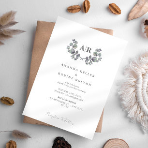 Minimalist White & Eucalyptus Wedding Invitation