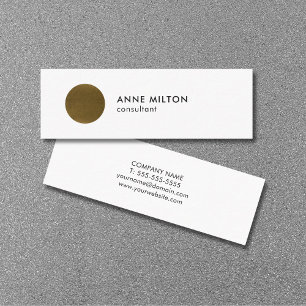 Minimalist White Faux Copper Circle Consultant Mini Business Card