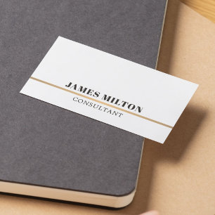 Minimalist White Faux Copper Line Consultant Business Card