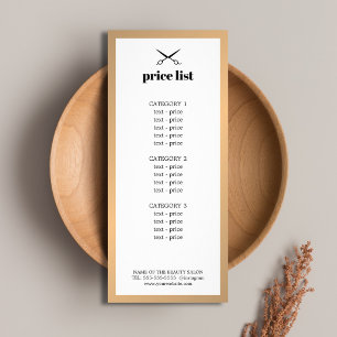 Minimalist White Faux Gold Beauty Price List Rack Card