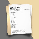 Minimalist White Faux Gold Line Hairstylist Menu<br><div class="desc">Elegant menu brochure template design for beauty/hair related professionals. Simple elegant design with faux gold/black line and white background. Clean elegant design. If you need any help to customise this product,  please contact us.</div>