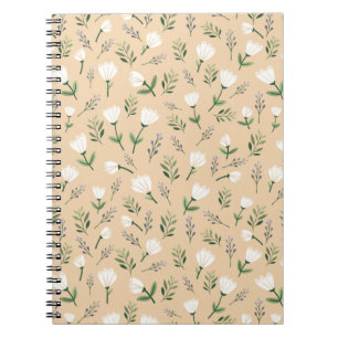Minimalist white Floral Notebook