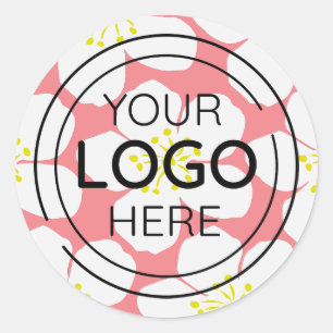 Minimalist White Floral Pattern Classic Round Sticker