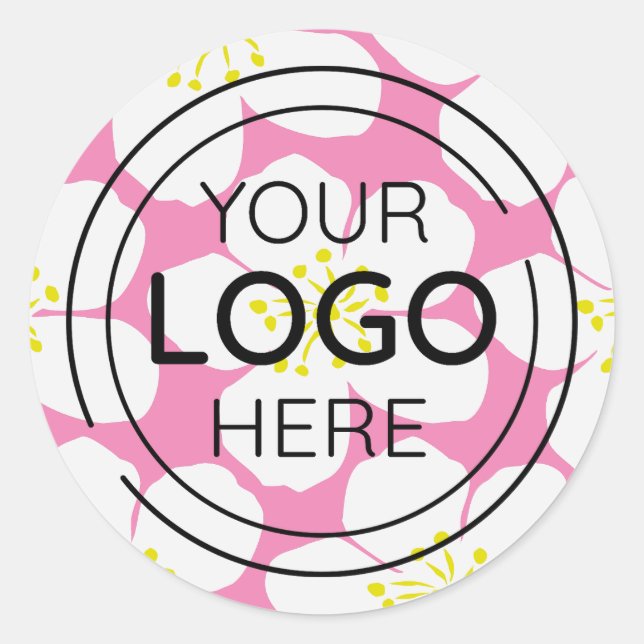 Minimalist White Floral Pattern Classic Round Sticker (Front)