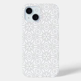 Minimalist White Floral Pattern iPhone 15 Pro Max Case