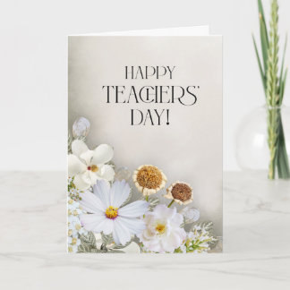 Minimalist White Floral Teacher’s Day Card