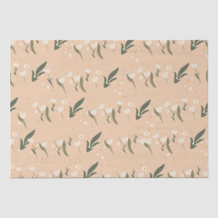 Minimalist White Flower Pattern on Neutral Tissue Paper