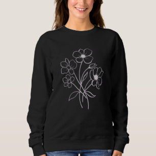 minimalist white flowers on black aesthetic sweatshirt