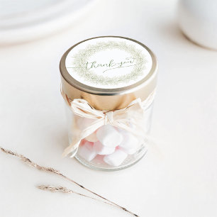 Minimalist White Flowers Wreath Thank You Classic Round Sticker