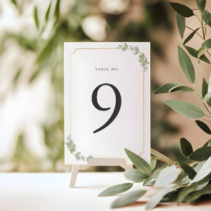 Minimalist White Frame Gold Table Numbers