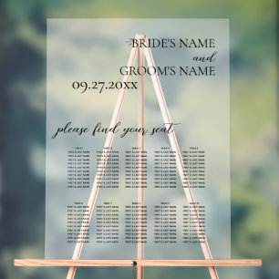 Minimalist White Frosted Wedding Seating Chart