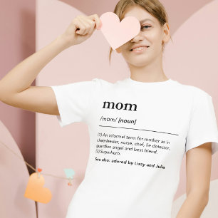 Minimalist white funny mom dictionary kids names T-Shirt