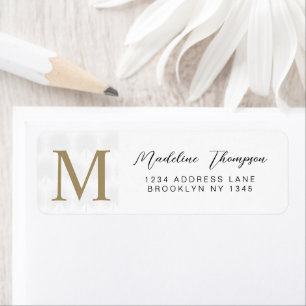 Minimalist White Gold Anahaw Leaf Script Monogram