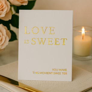 Minimalist White & Gold Dessert Table Sign Foil Holiday Card