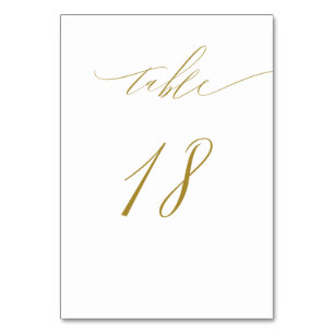 Minimalist White Gold Elegant Script 18 Wedding Table Number