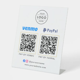 Minimalist White Gold Logo QR Code Business Sign