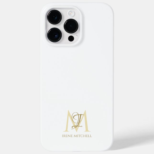 Minimalist White Gold Monogram Name Case-Mate iPhone Case (Back)