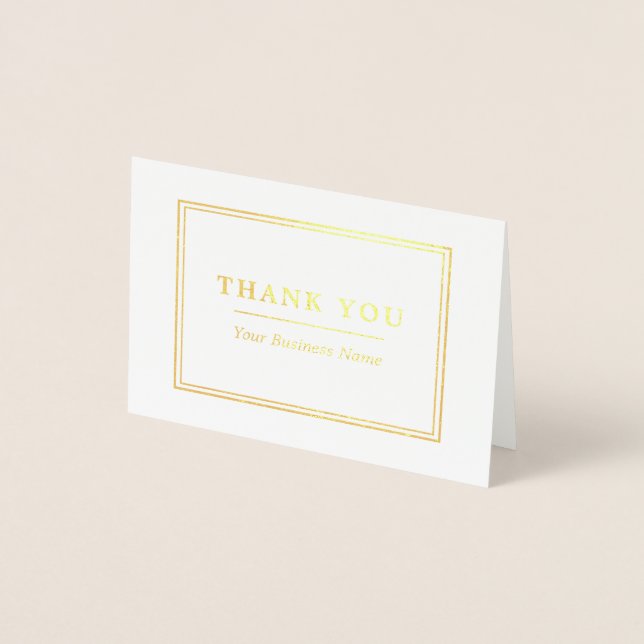 Minimalist White & Gold Thank You Foil Card (Front)