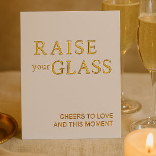 Minimalist White & Gold Wedding Bar Sign Foil Foil Holiday Card