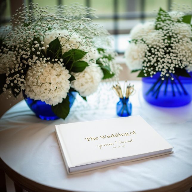 Minimalist White Gold Wedding Guest Book (Minimalist White Gold Wedding Guest Book.)