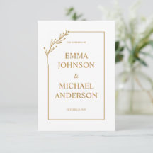 Minimalist White & Gold Wedding Invitation