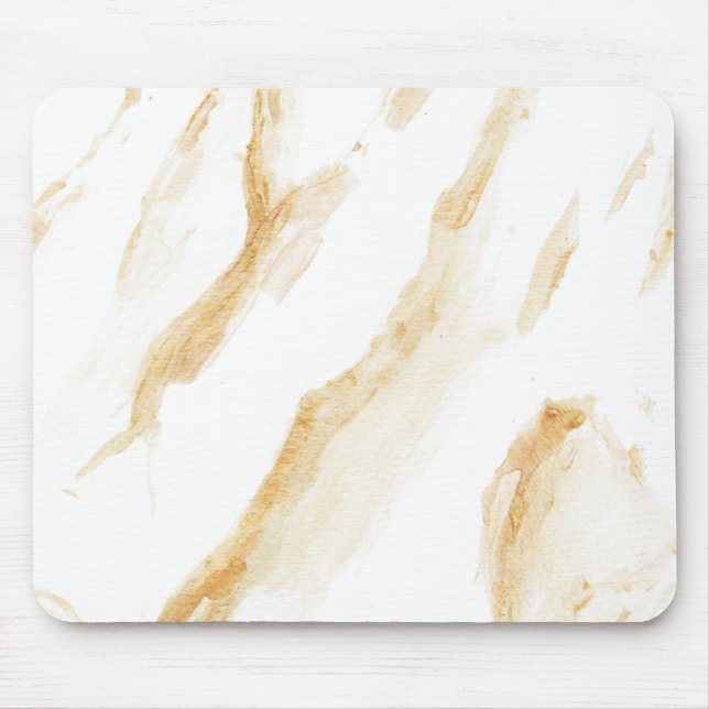Minimalist White & Golden Marble Mouse Mat (Front)
