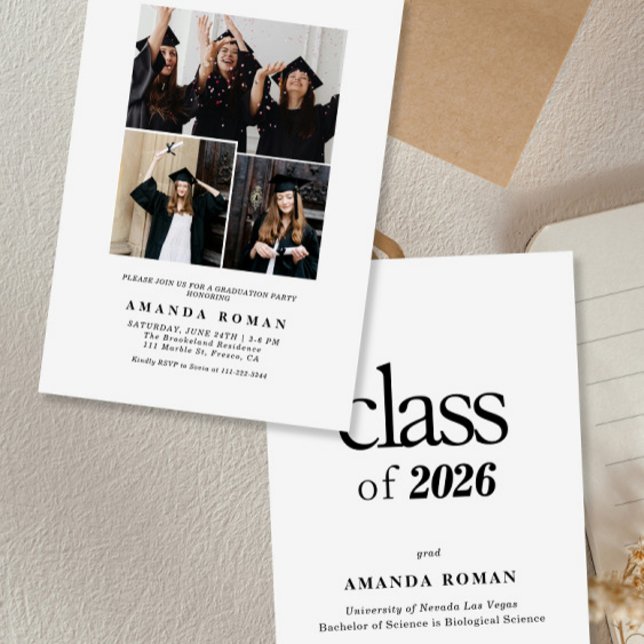 Minimalist White Graduation with Photo Invitation (Creator Uploaded)