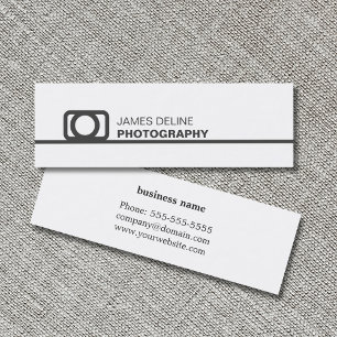 Minimalist White Grey Line Icon Photography Mini Business Card