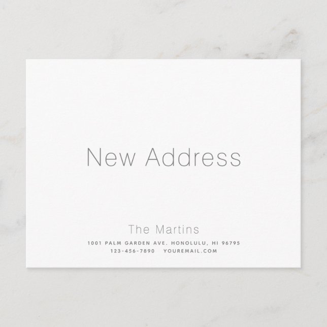 Minimalist White & Grey Moving Announcement (Front)