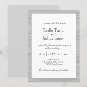 Minimalist white grey stripes modern chic wedding invitation